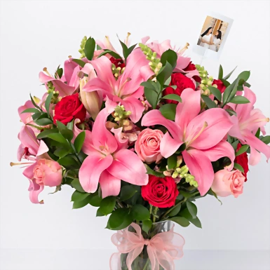 Arreglo de Lilys Rosa con Rosas y mini foto 23767
