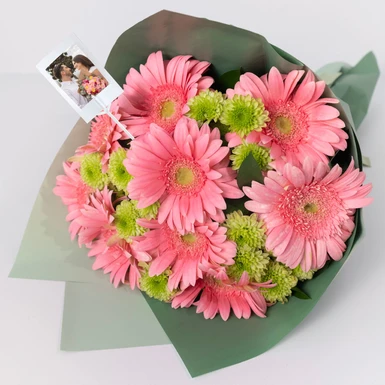 Ramo de Gerberas Rosas con mini foto 23776