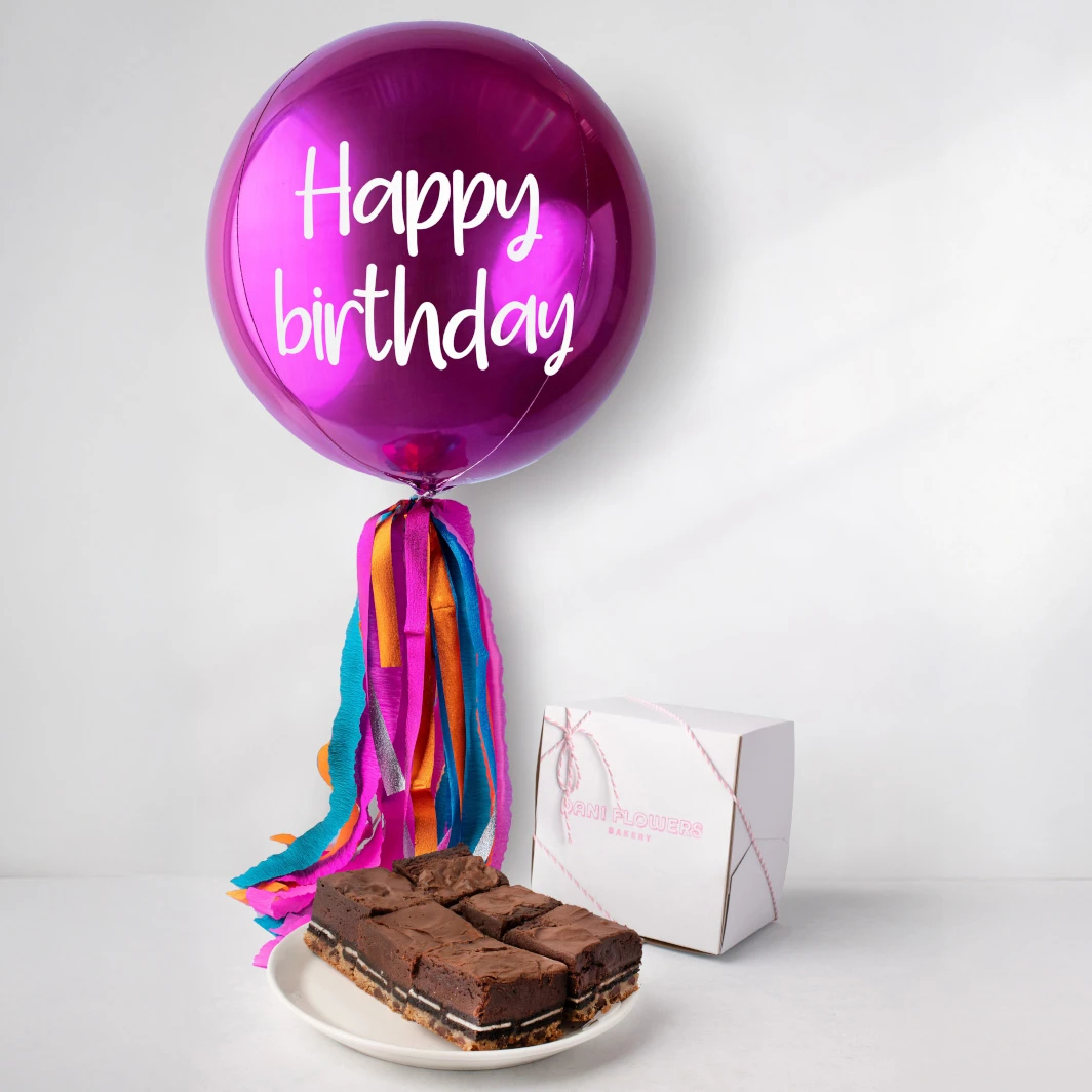 Birthday Kit: Brownies with Magenta Balloon 23965