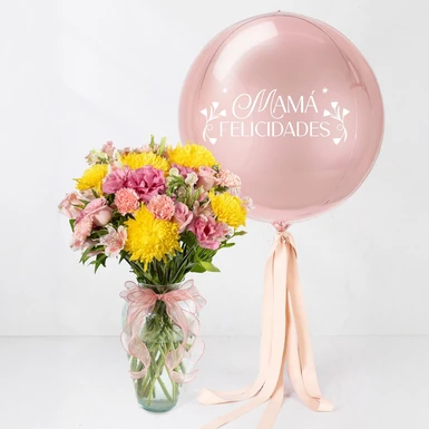 Arreglo Codorniz con Rosas y Globos 24103