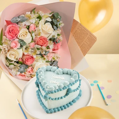 Combo Pastel Signo Géminis con Flor 24136