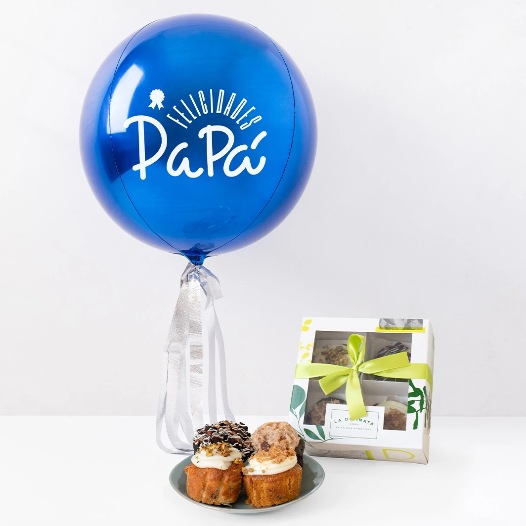 Momento Dulce: Muffins "La Divinata" con Globo "Felicidades Papá" 24162