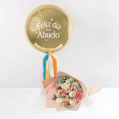 Ramo de Rosa Hermosa con Globo Abuelos 24443