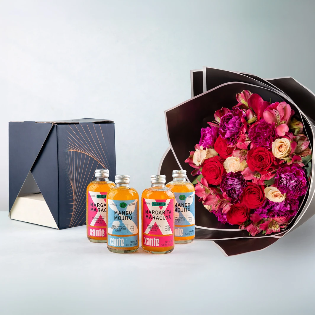 Ramo de Rosas y Cocktails Xanté 24614