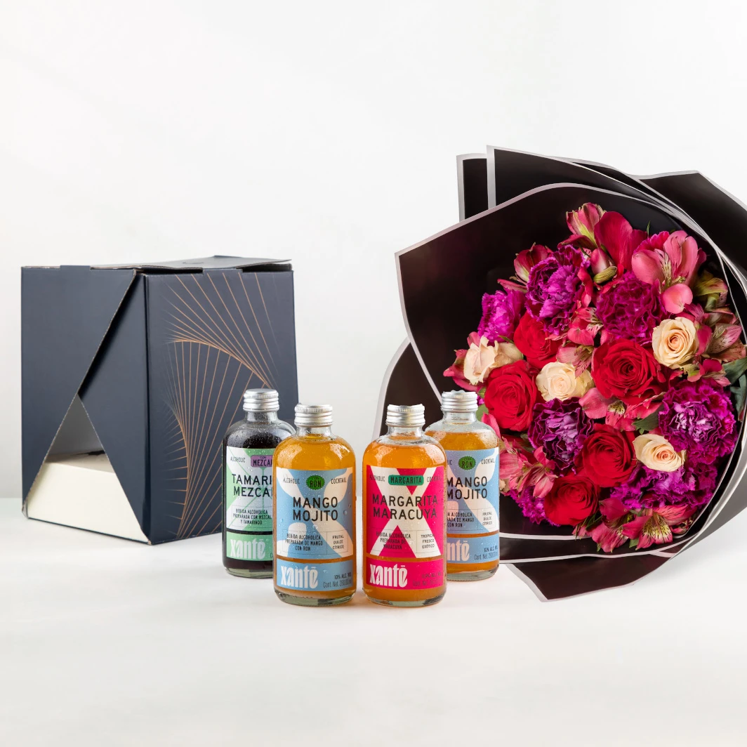 Ramo de Rosas y Cocktails Xanté 24614