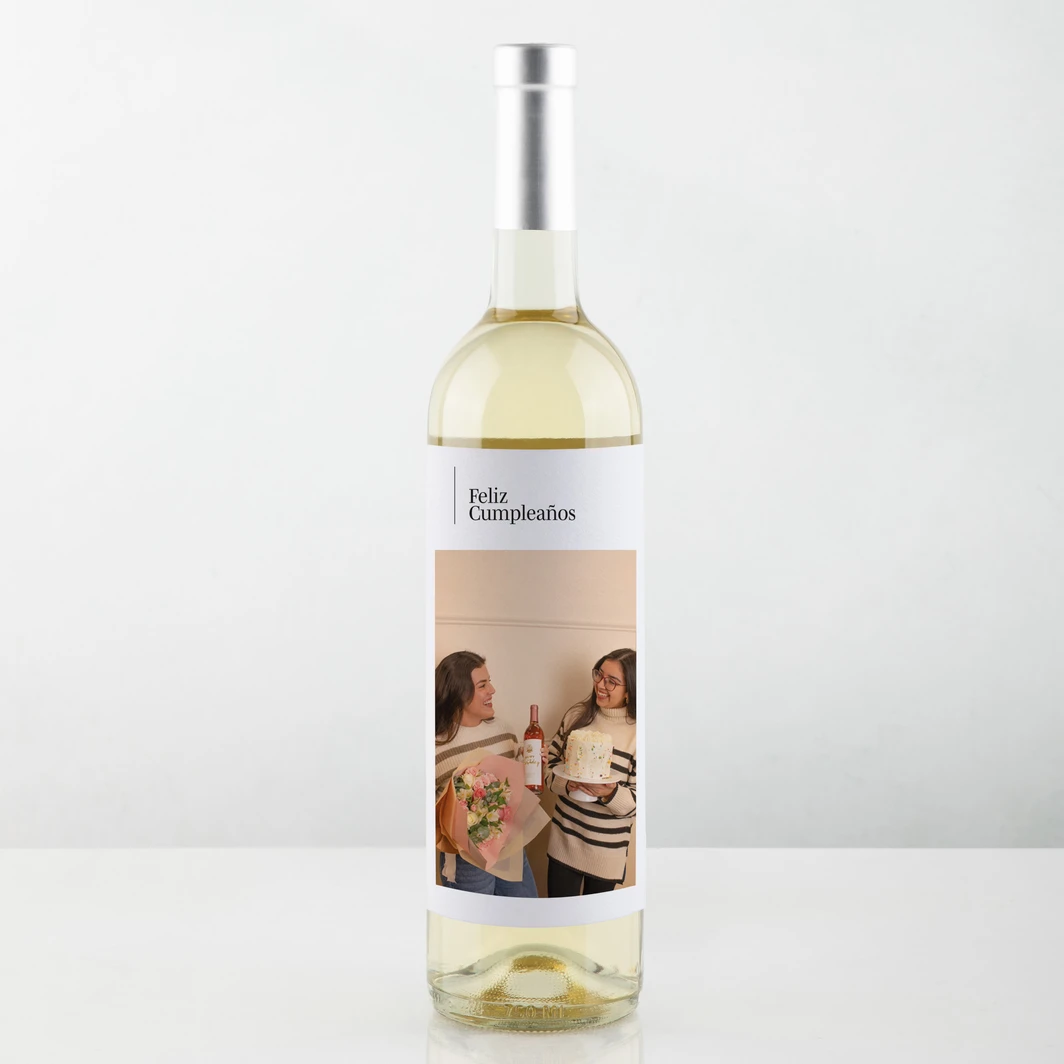 Personaliza Vino 2V "Feliz Cumpleaños" con Foto 24629-P