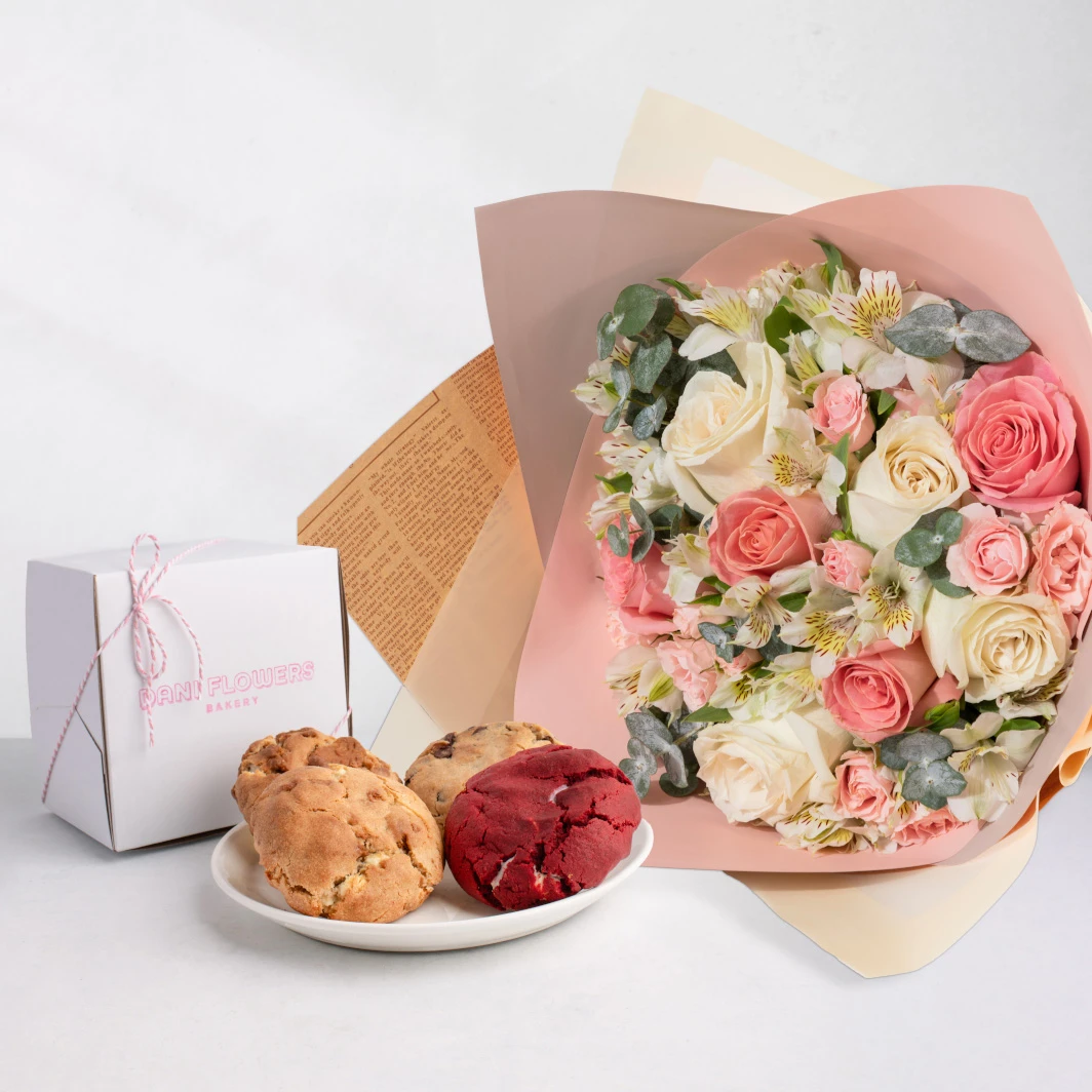 Dani Flowers Cookies with a Bouquet of Roses 24631