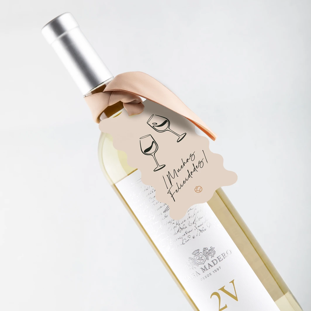 Vino con Distintivo Muchas Felicidades 24641
