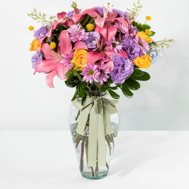 Arreglo de Lisianthus Morado y Lilys Rosa 24707