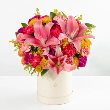 Arrangement of Pink Lilies and Carnations 24709