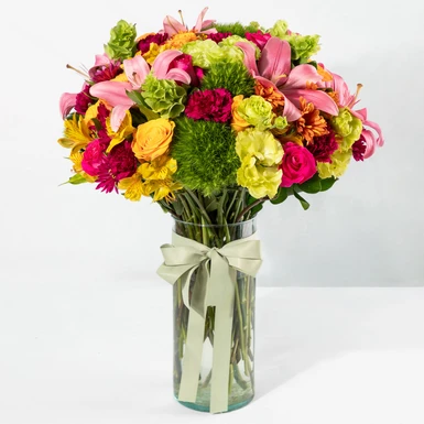 Arreglo de Rosas Naranja y Lilys Rosas 24711