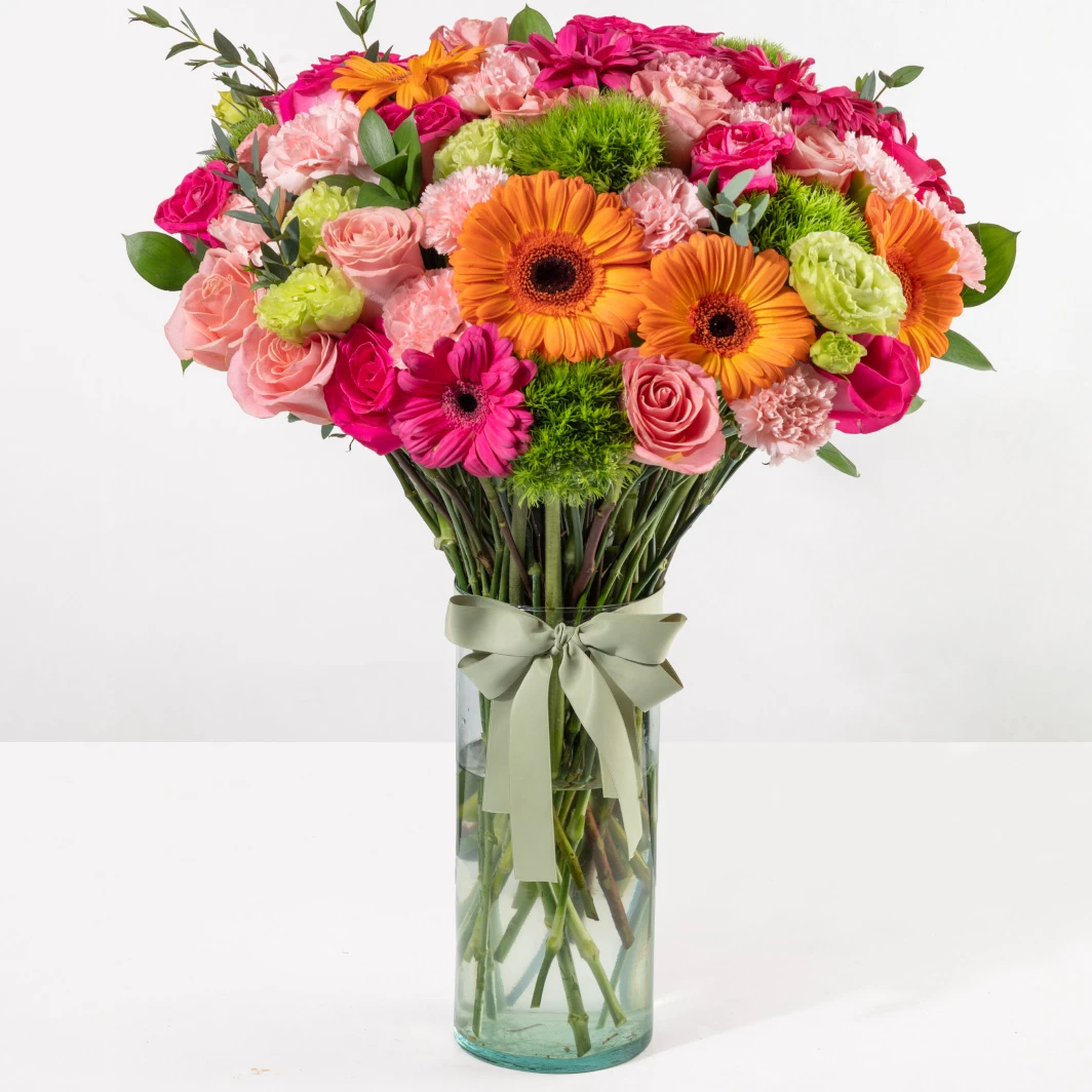 Arrangement of Pink Roses and Gerberas 24714