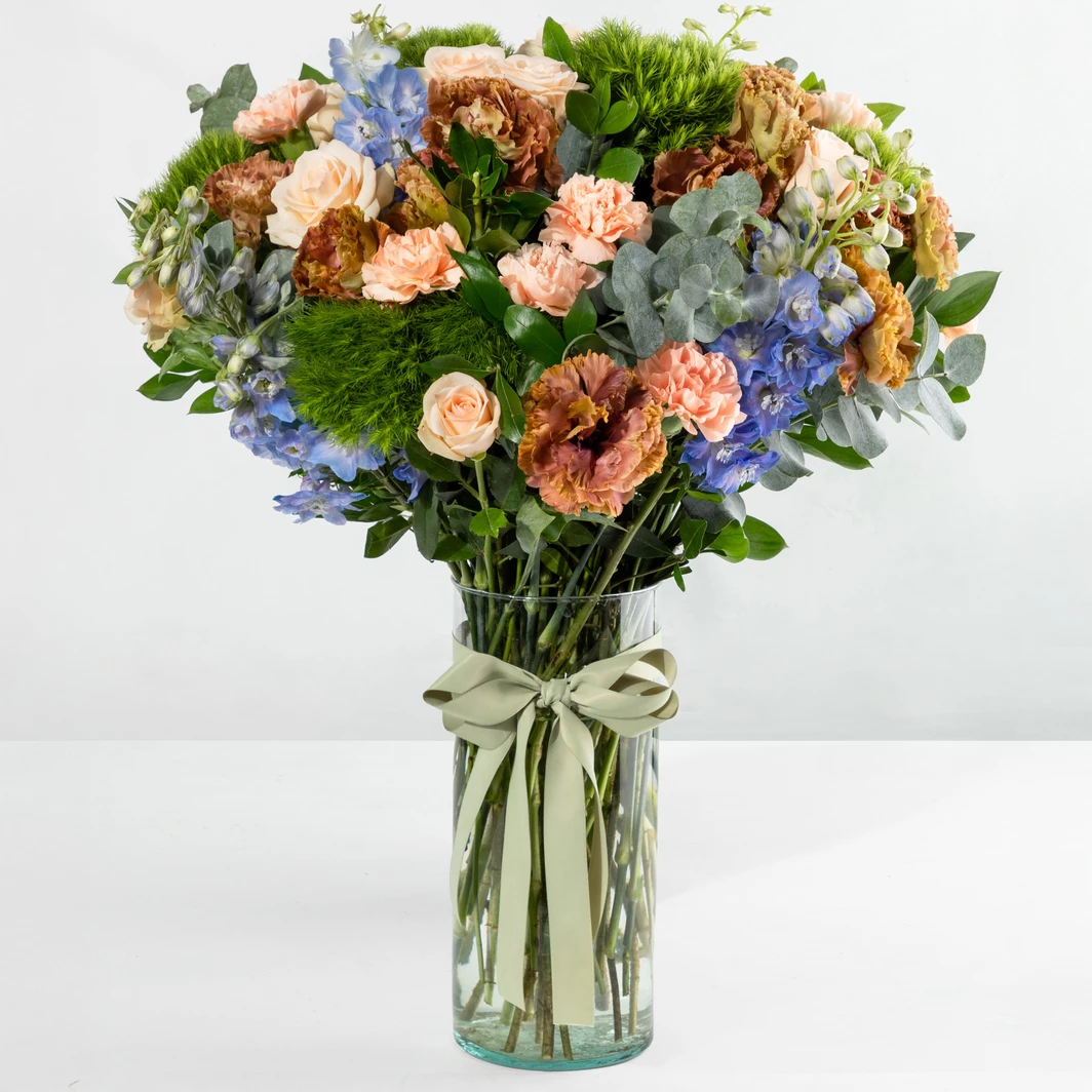 Arrangement of Ochre Lisianthus and Carnations 24721