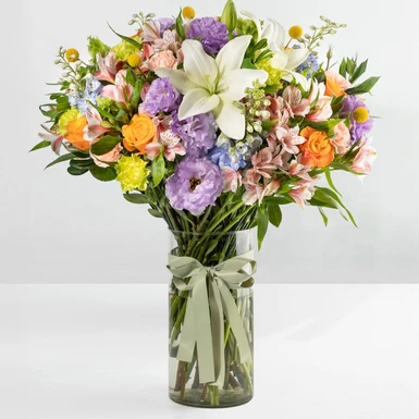 Arrangement of Orange Roses and Lisianthus 24727
