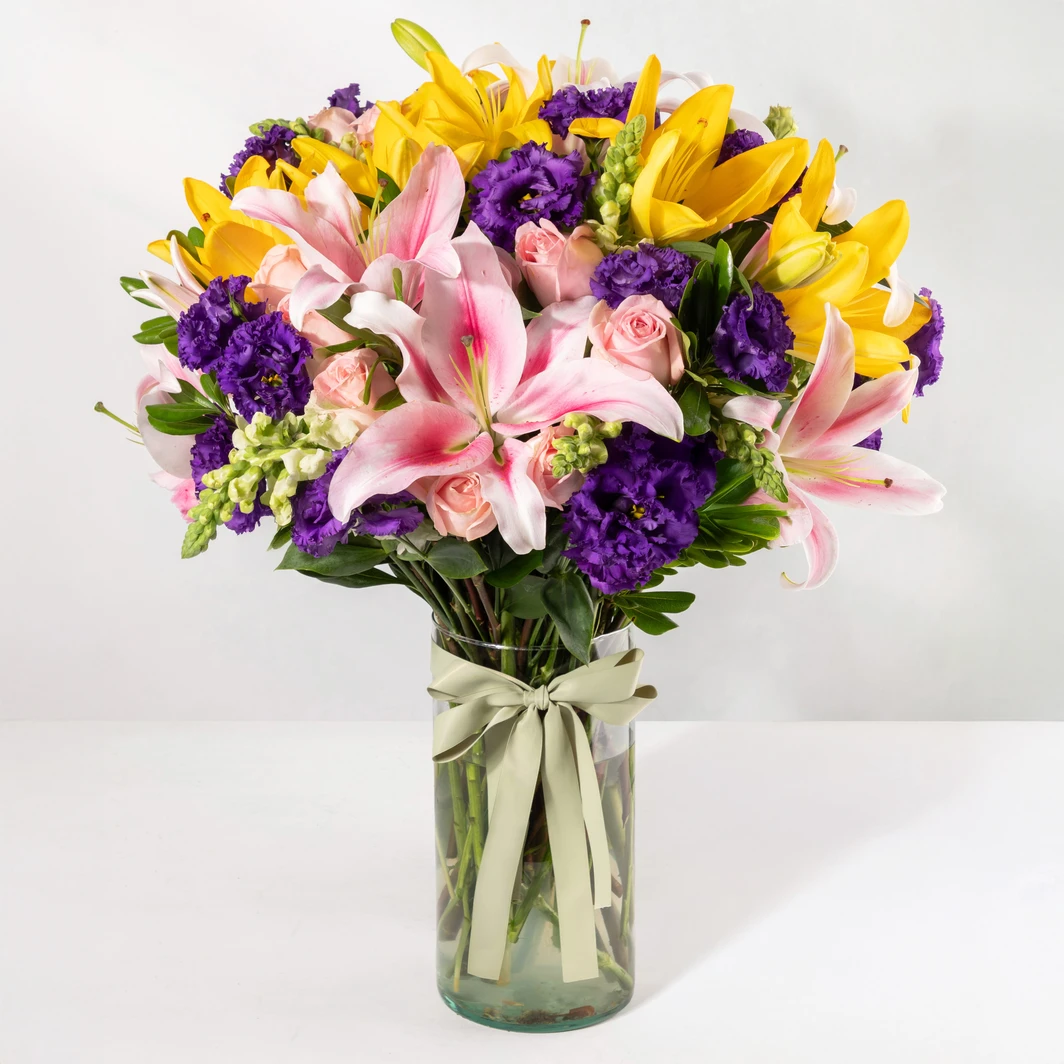 Arrangement of Stargazers and Yellow Lilies 24736