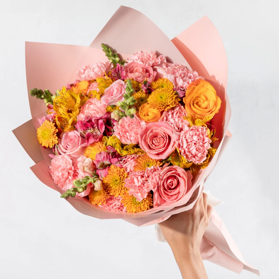 Ramo de Rosas Naranjas y Rosas 24739