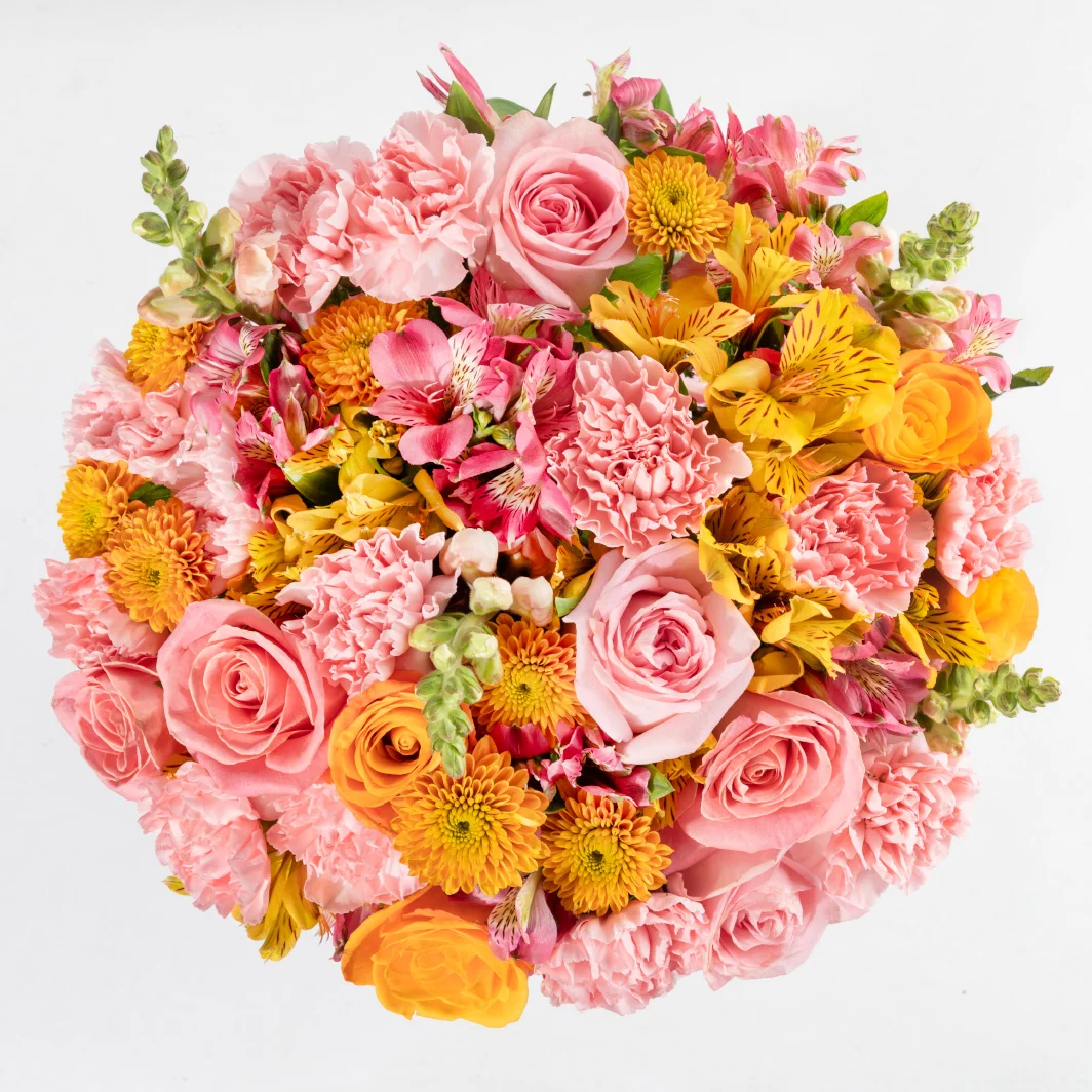 Bouquet of Orange and Pink Roses 24739