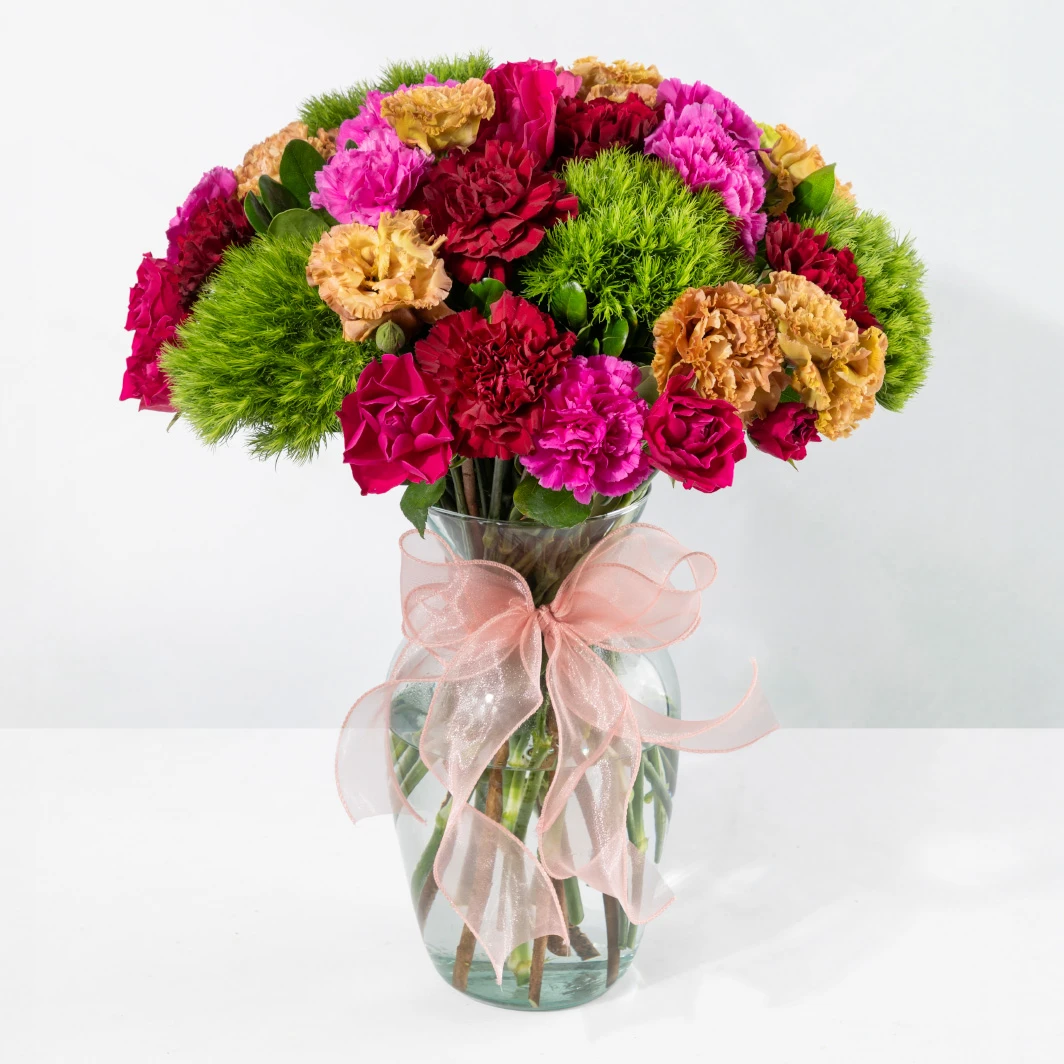 Arreglo de Lisianthus y Claveles Morados 24740