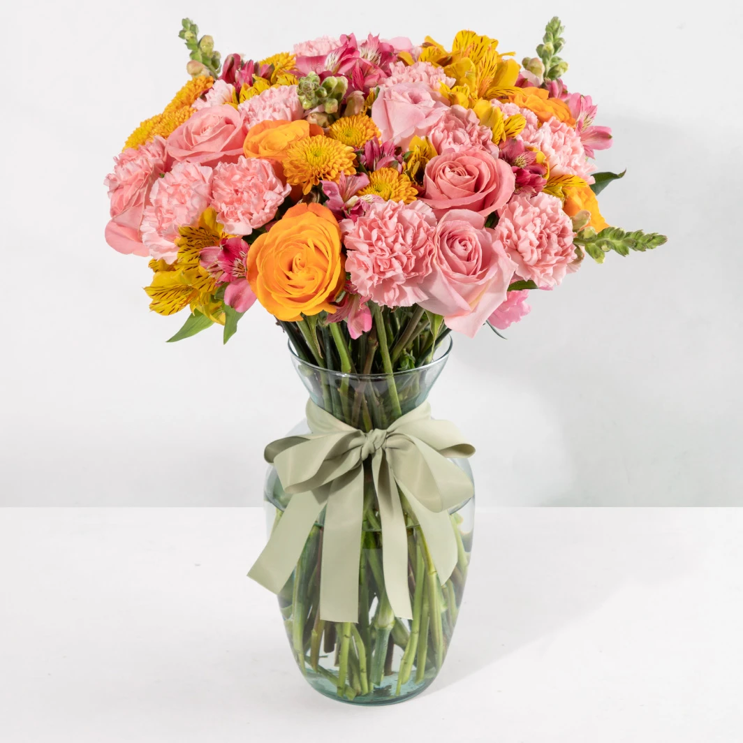 Arrangement of Orange and Pink Roses 24741