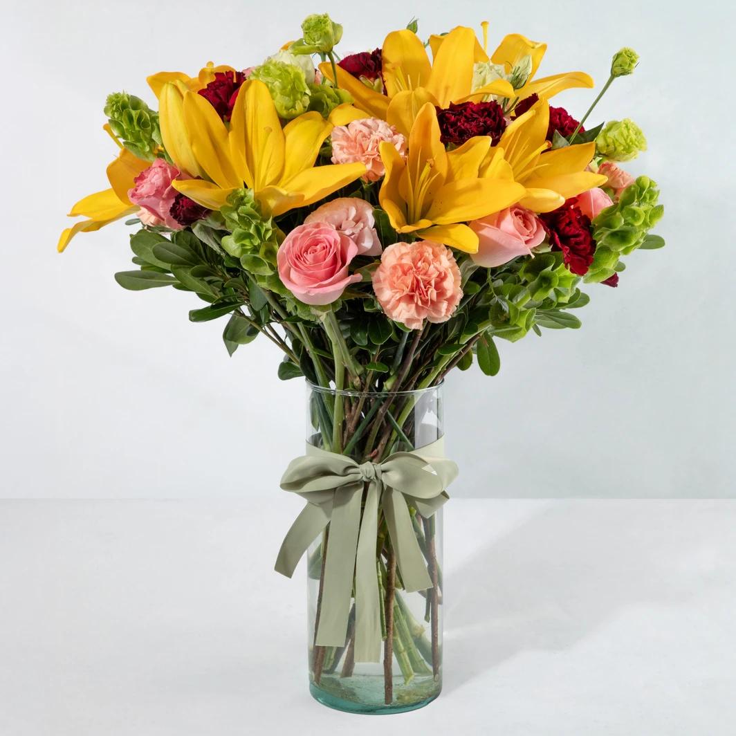 Arrangement of Yellow Lilies and Roses 24743