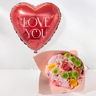 Ramo de Rosas con Roxanne y Globo "love you" 24767