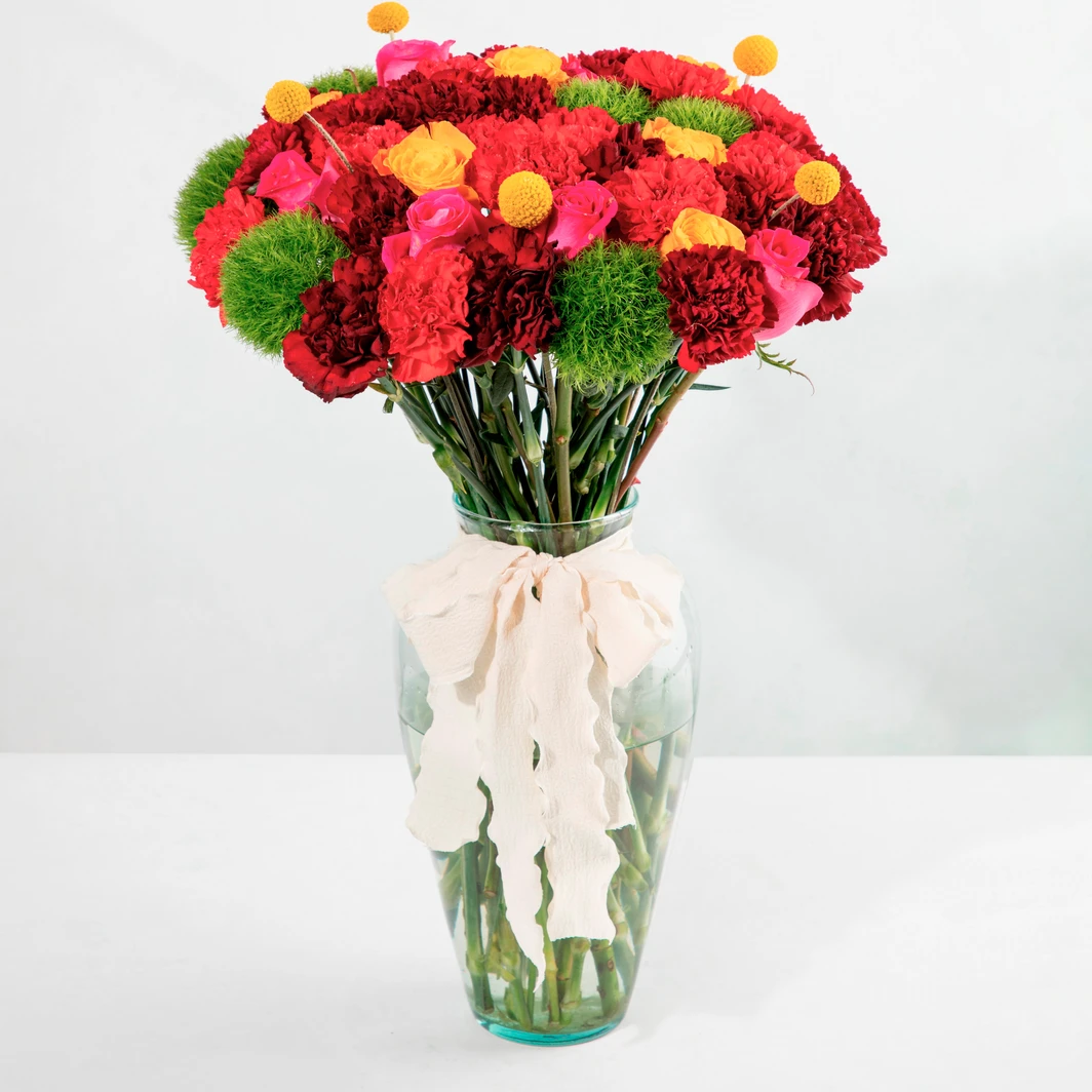 Fuchsia and Orange Rose Arrangement 24775