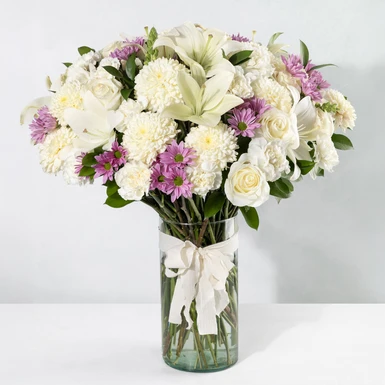 Arrangement of Roses and White Carnations 24789