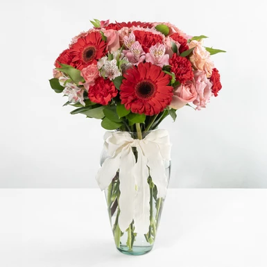 Arreglo de Rosas y Gerberas Rojas 24792