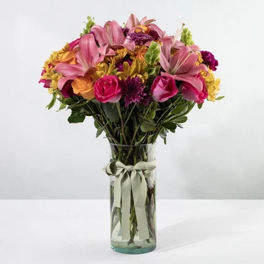 Arreglo de Rosas Naranja y Fucsia 24796