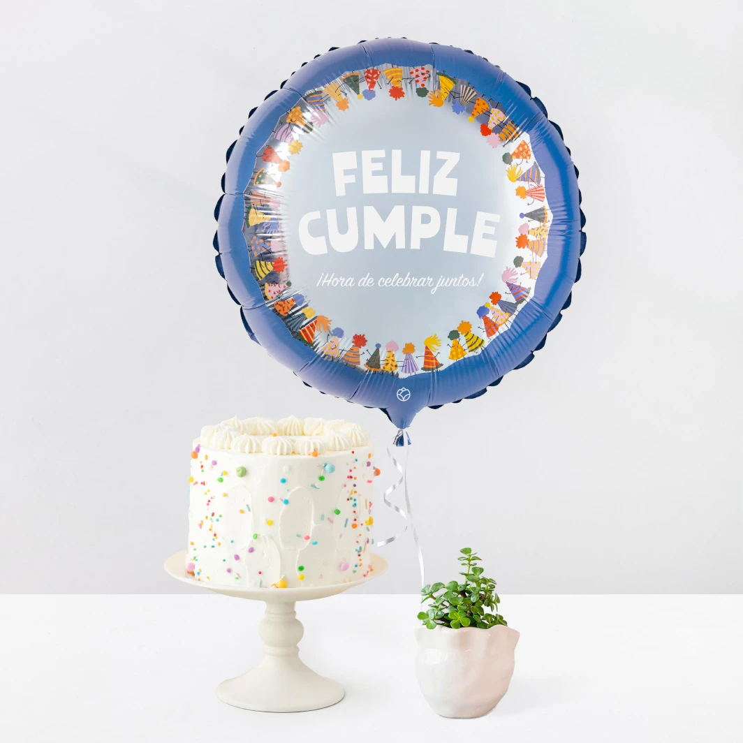 Mini planta con Globo y Birthday Cake Vainilla 24804