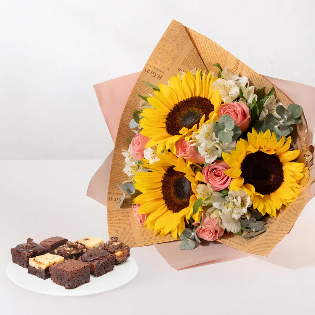 Ramo de Girasoles y Brownies Mil Miel 24818