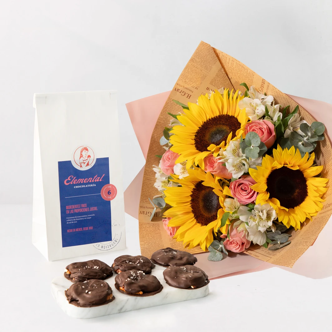 Ramo Girasoles y Rosas con Tortugas Elemental 24826