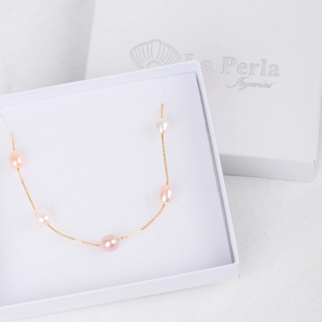 White and Pink Cultured Pearl Bracelet La Perla 24881