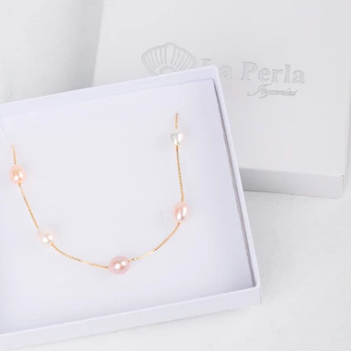 Pulsera Blanca y Rosa Perla Cultivada La Perla 24881
