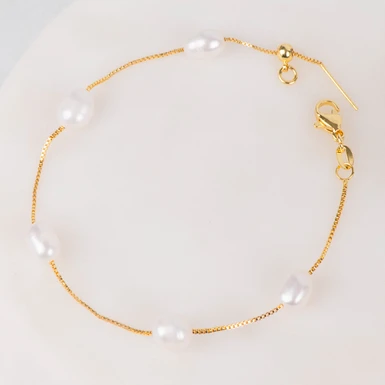 Pulsera Blanca y Rosa Perla Cultivada La Perla 24881