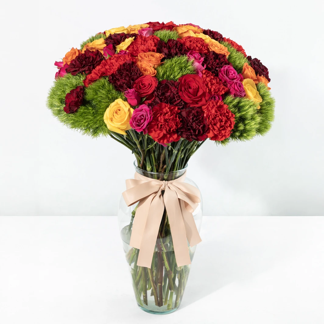 Arreglo de Rosas Naranja y Fucsia 24892