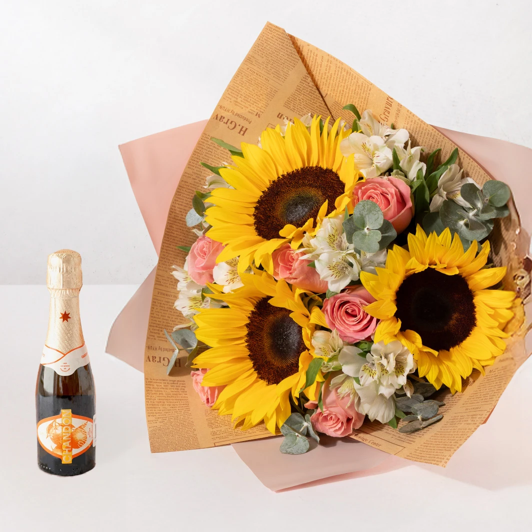 Ramo de Girasoles con Chandon Garden Spritz 24922