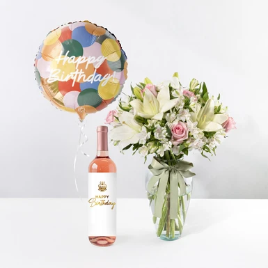 Kit cumpleañero con Vino Rosado Personalizado 24926