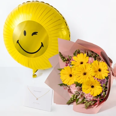Collar Corazon Milan con Ramo de Gerberas y Globo Smiley 24953