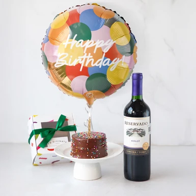 Kit Cumpleañero Pastel Chocolate y Vino Tinto 24970