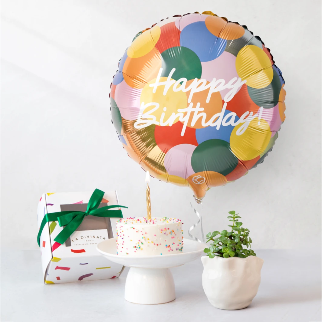 Mini Árbol con Pastel Cumpleaños Ind. La Divinata y Globo 24971