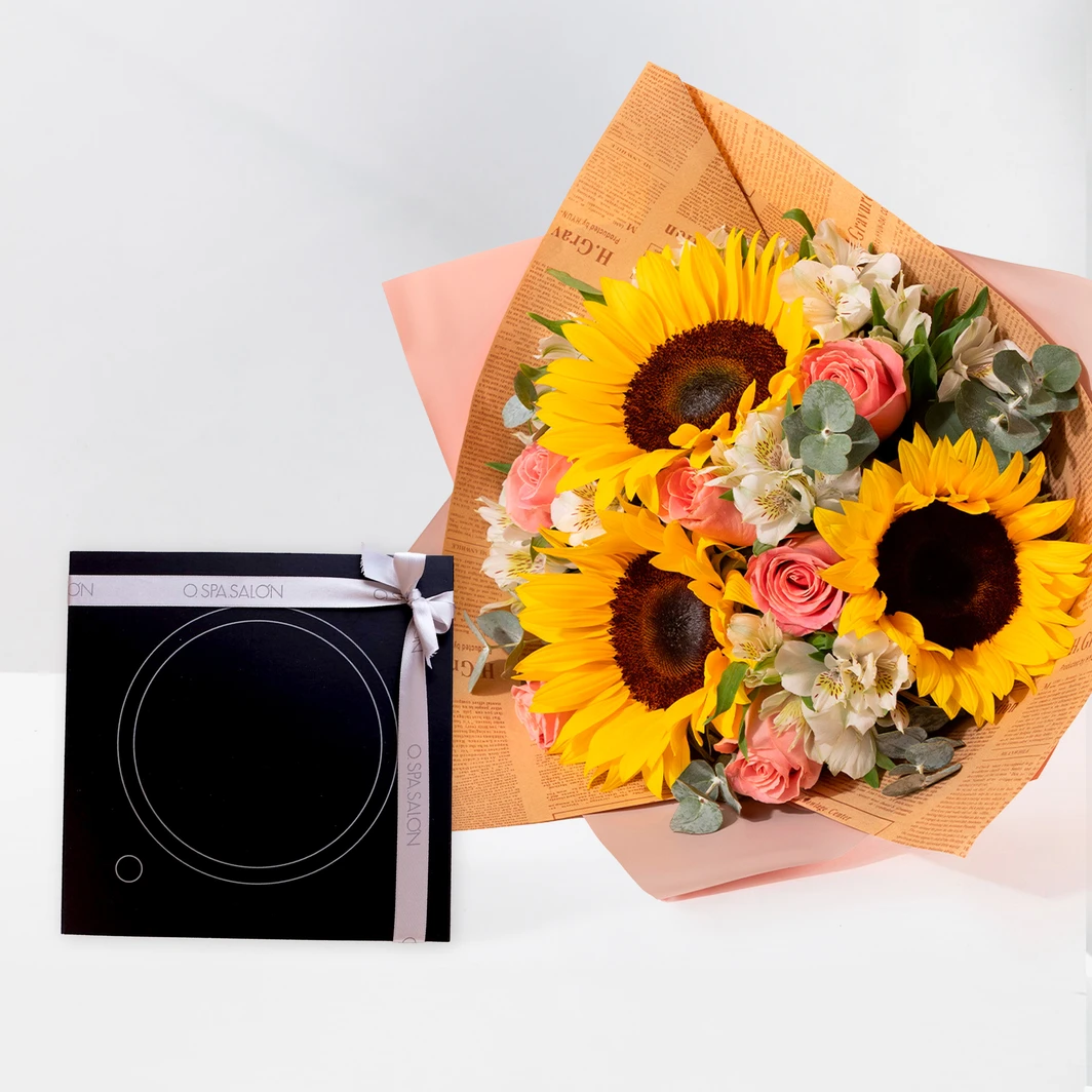 O.SPA.SALÓN Masaje Relajante con Ramo con Girasoles y Rosas 25038