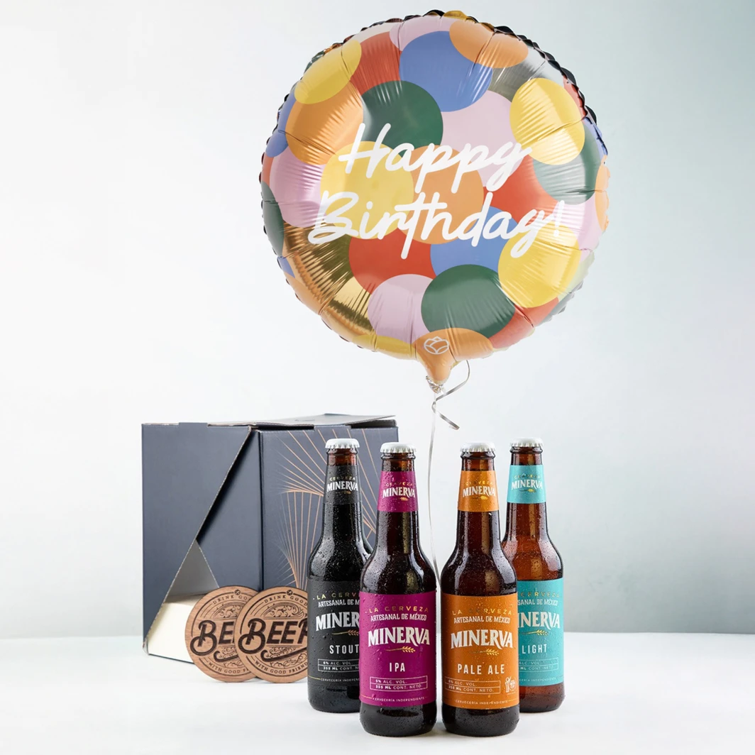 4 Pack Cerveza Minerva y Globo Cumpleañero 25045