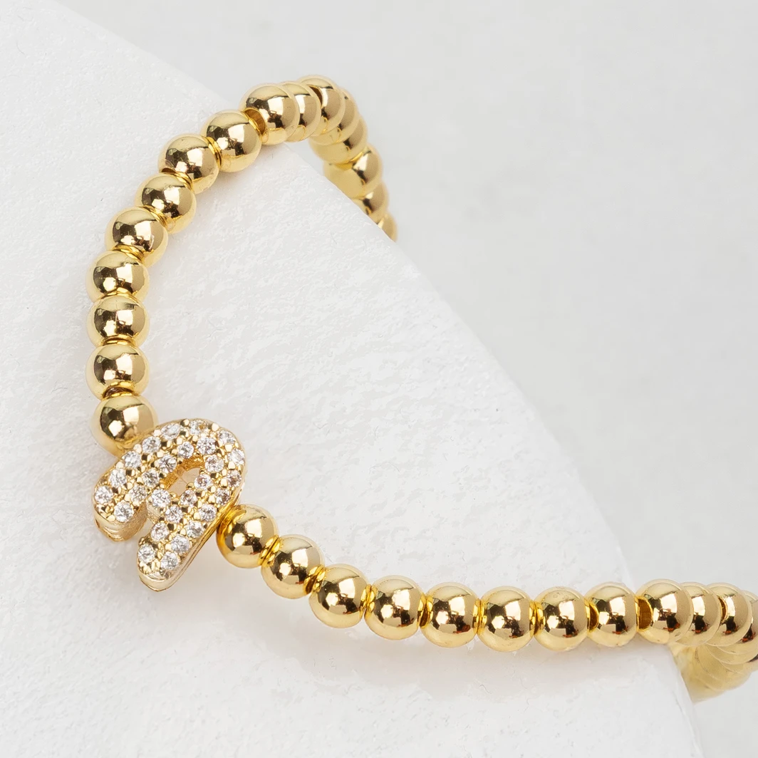 Pulsera Dorada Con Inicial A Mini Bubble Zirconia Lorenza 25047