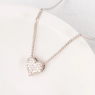 Collar Con Corazón Zirconias color Plata Lorenza 25048