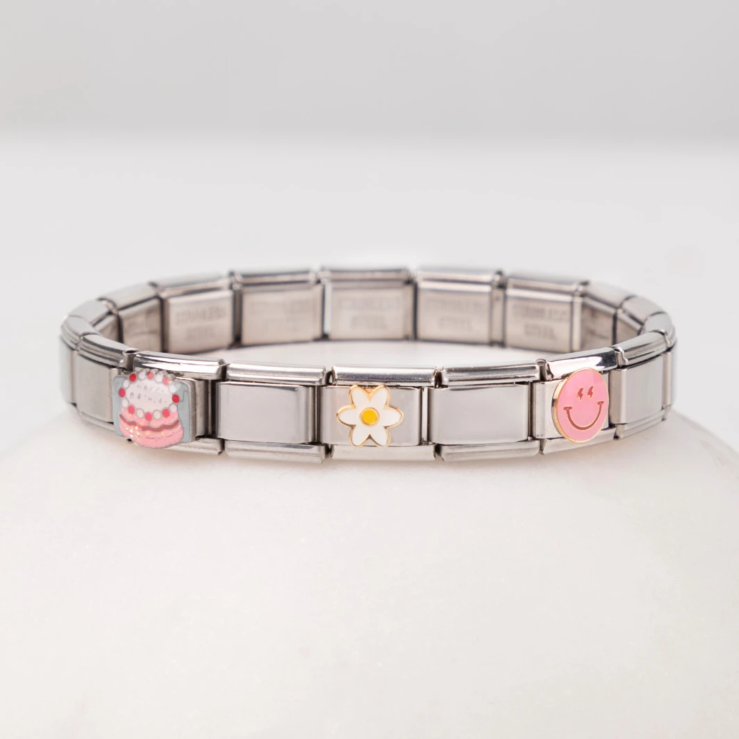 Pulsera Italiana Charms Cumpleaños color Plata Lorenza 25050