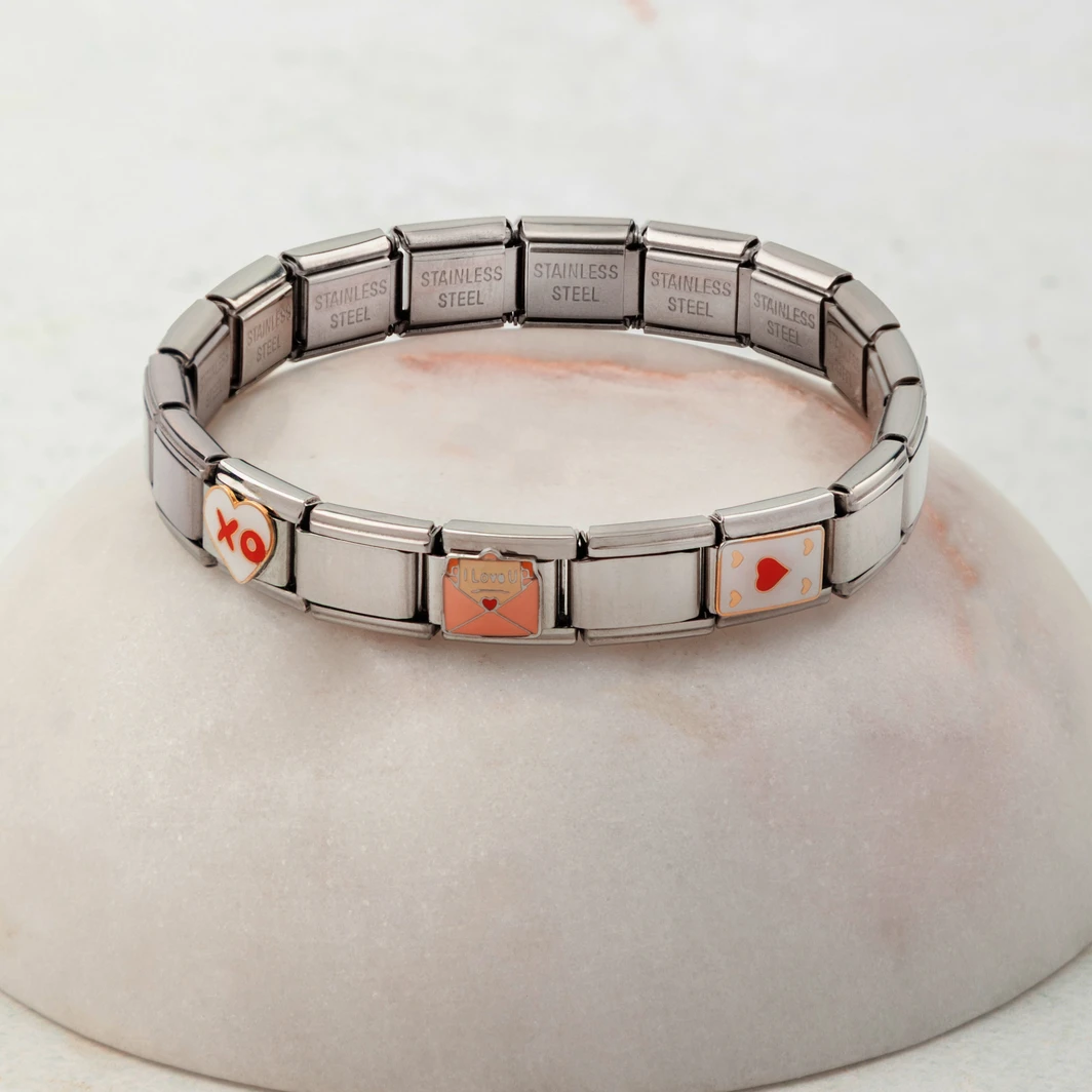 Pulsera Italiana Charms Amor color Plata Lorenza 25051