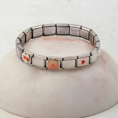 Italian Charms Love Bracelet in Silver Lorenza 25051