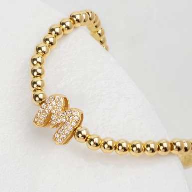 Pulsera Dorada Con Inicial M Mini Bubble Zirconia Lorenza 25070