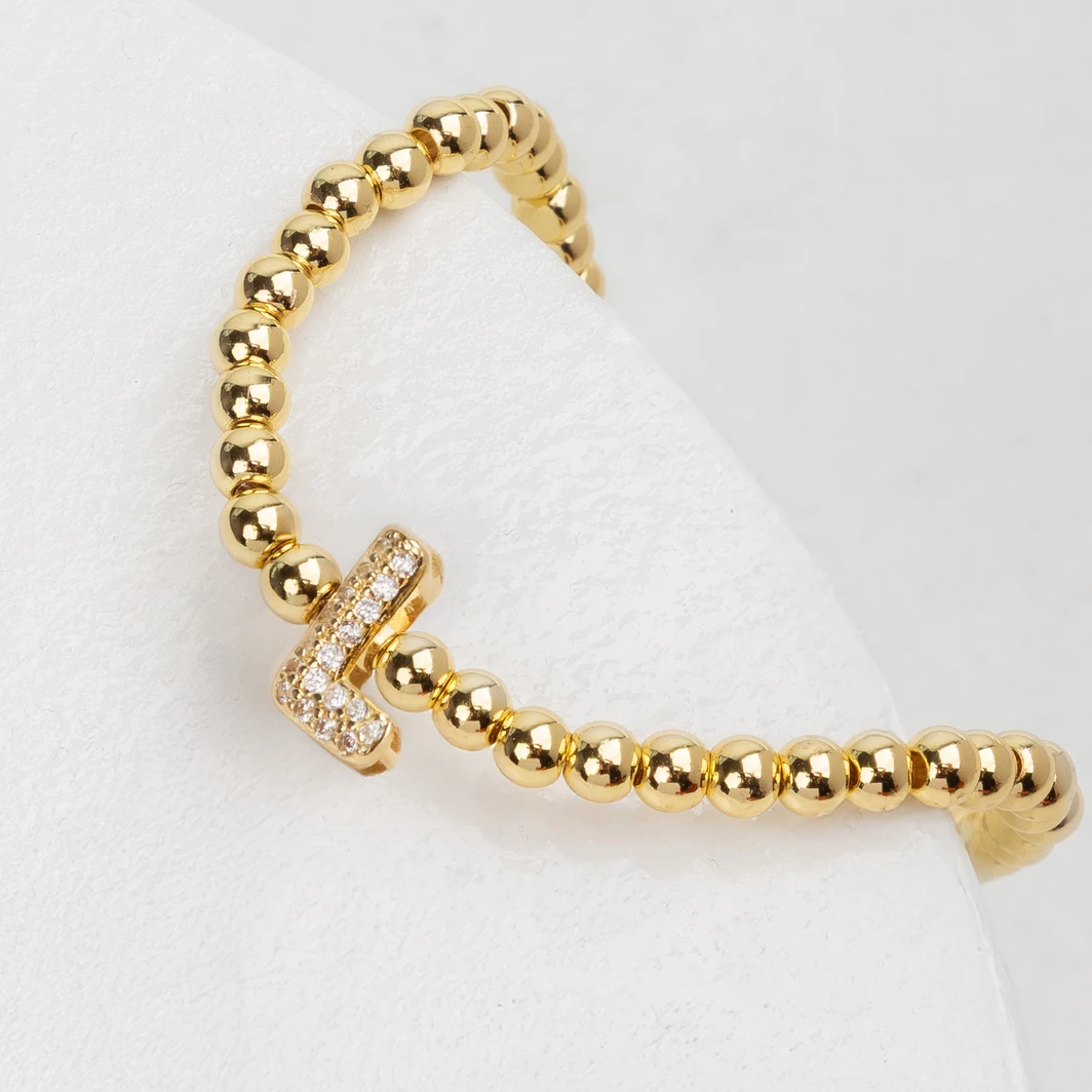 Pulsera Dorada Con Inicial L Mini Bubble Zirconia Lorenza 25071